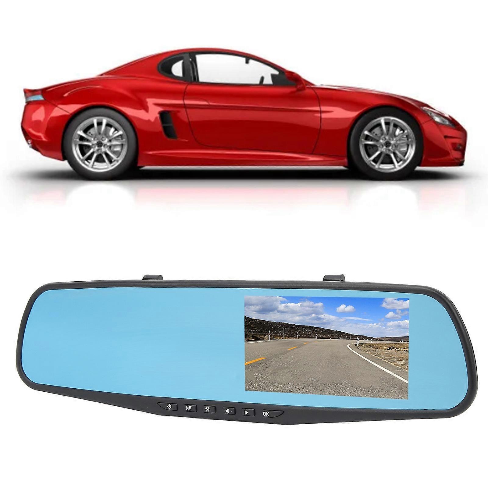 4.3 Inch Mirror Dash Cam 1080P HD Dual Lens Anti Glare Parking Monitor Smart Rearview Mirror Camera With Memory Card 16g 