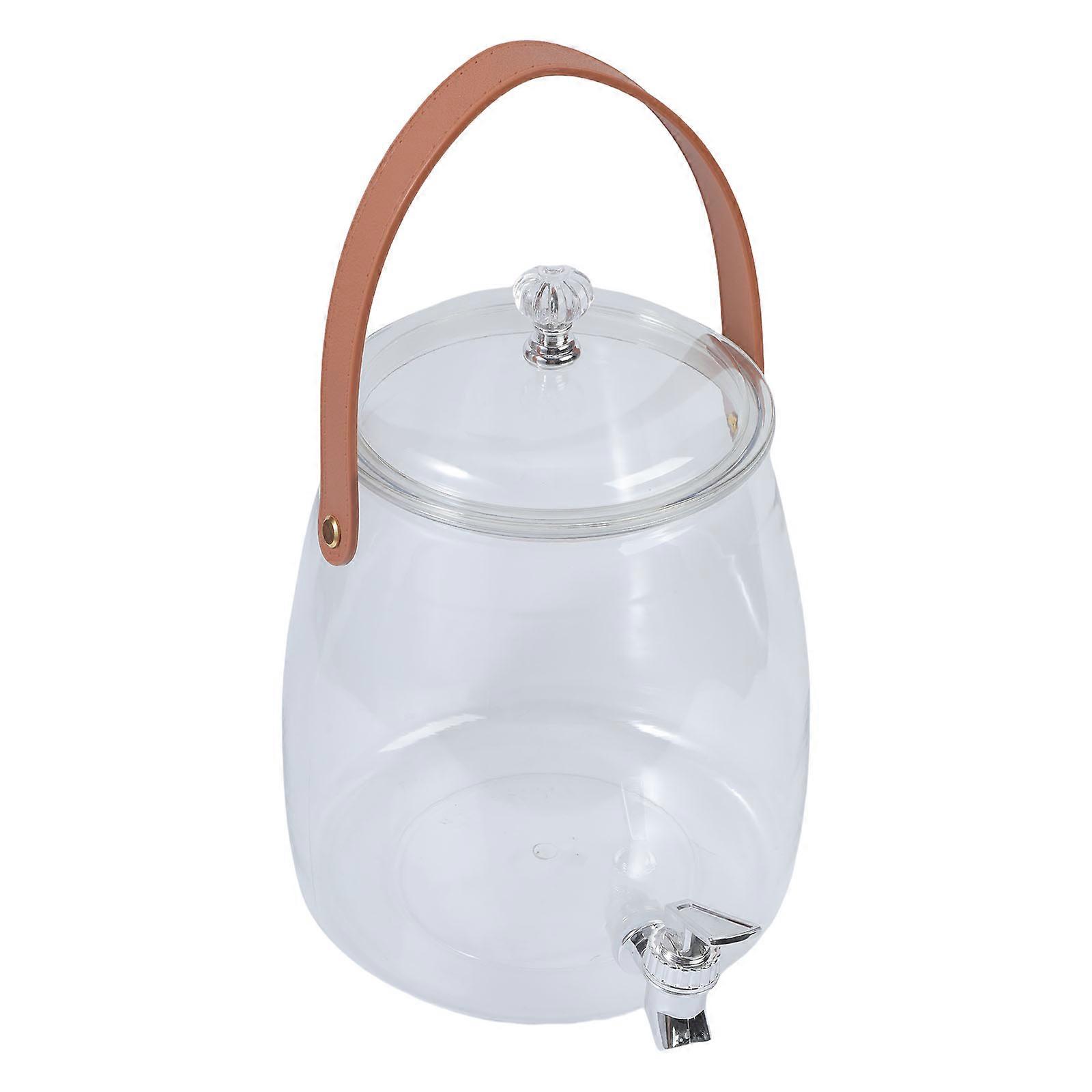 Beverage Dispenser With Electroplated Faucet And Leather Handle For Party Serving Large Capacity Cold Water Pitcher Multicolor