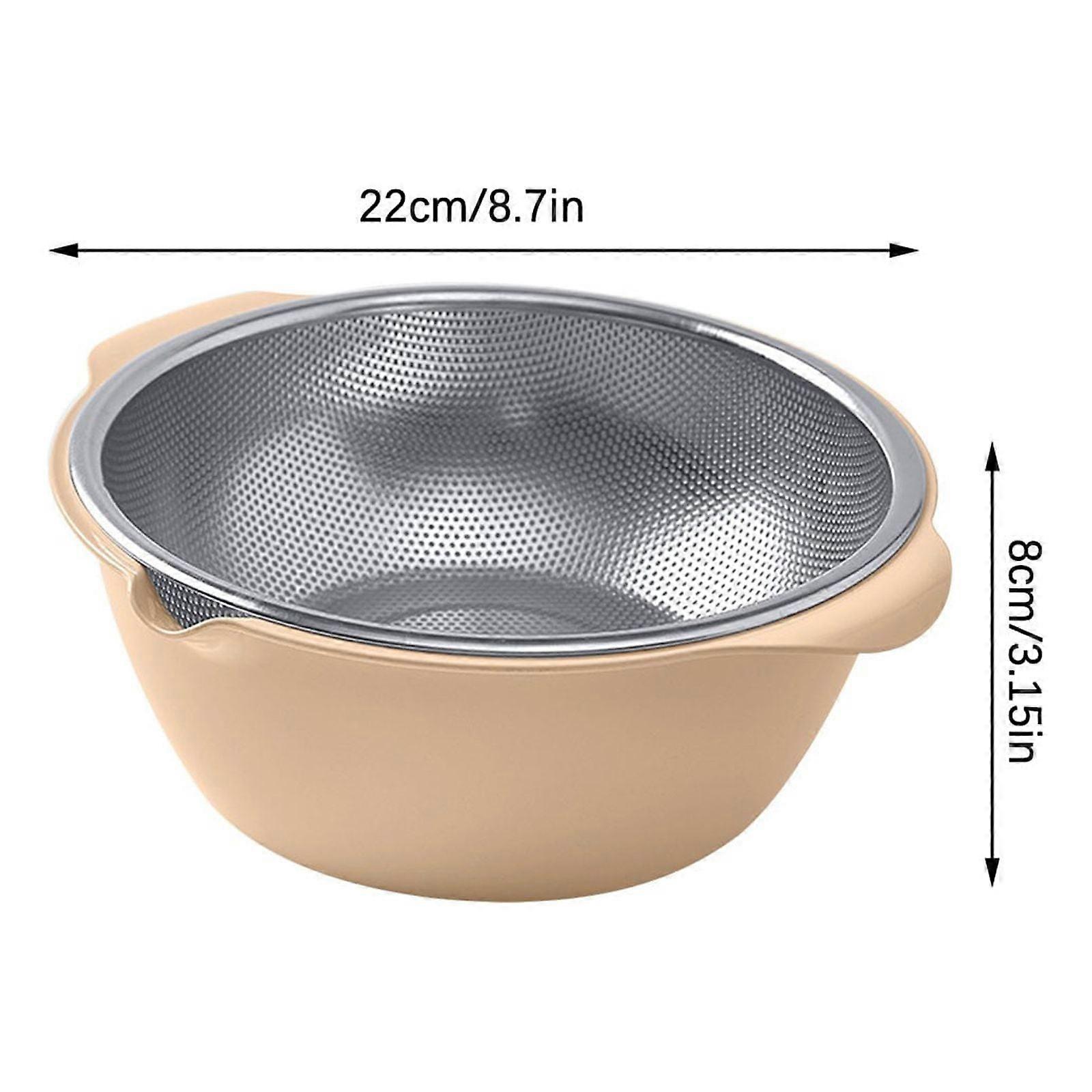 WJSXC 304 Stainless Steel Microporous Colander with Handle, compatible with rice washers, for washing vegetables, rice, and draining pasta.