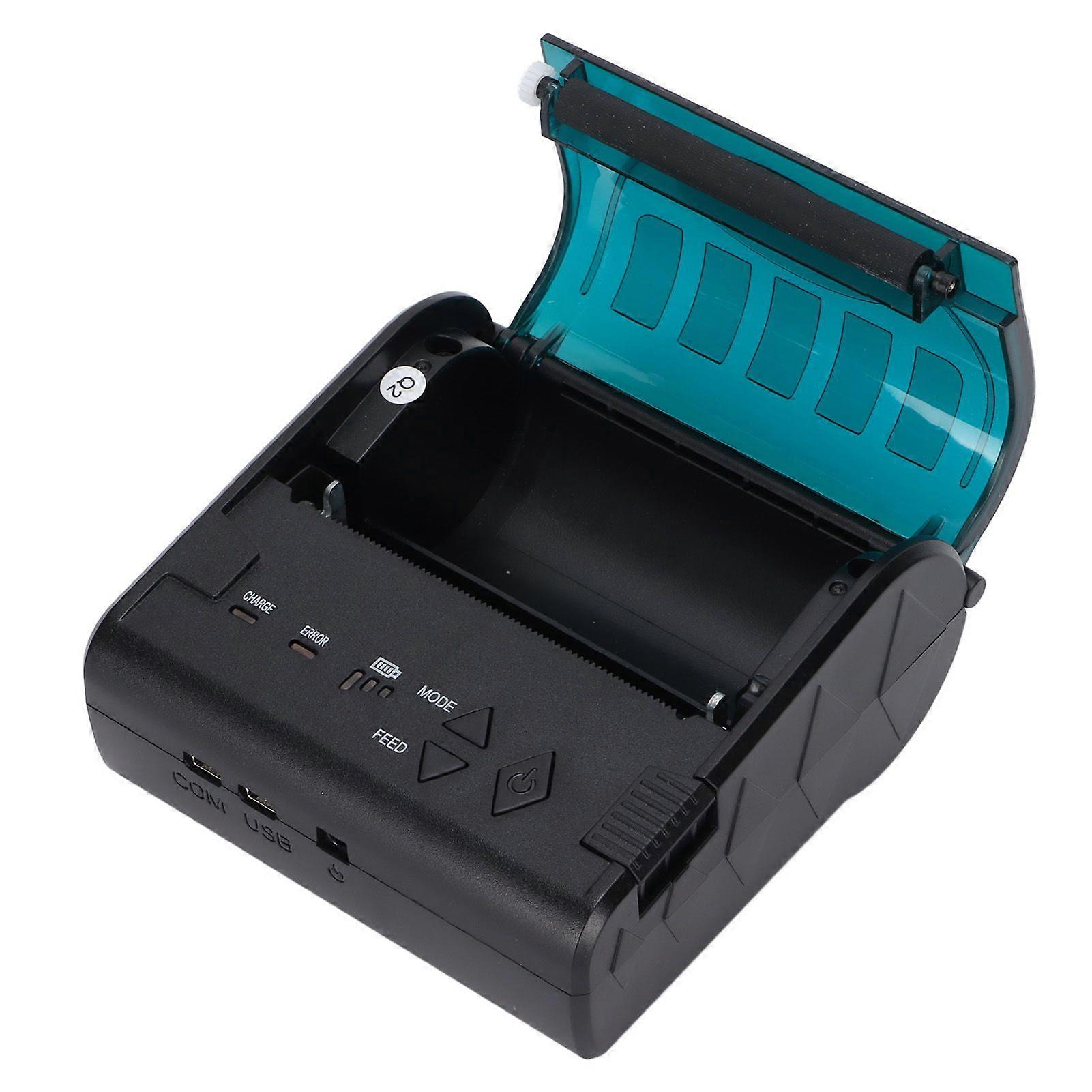 Label Printer 80mm Mini Portable Stable Convenient Thermal Printer for Supermarket Takeaway Express Ticket 100?240vUK PlugSH