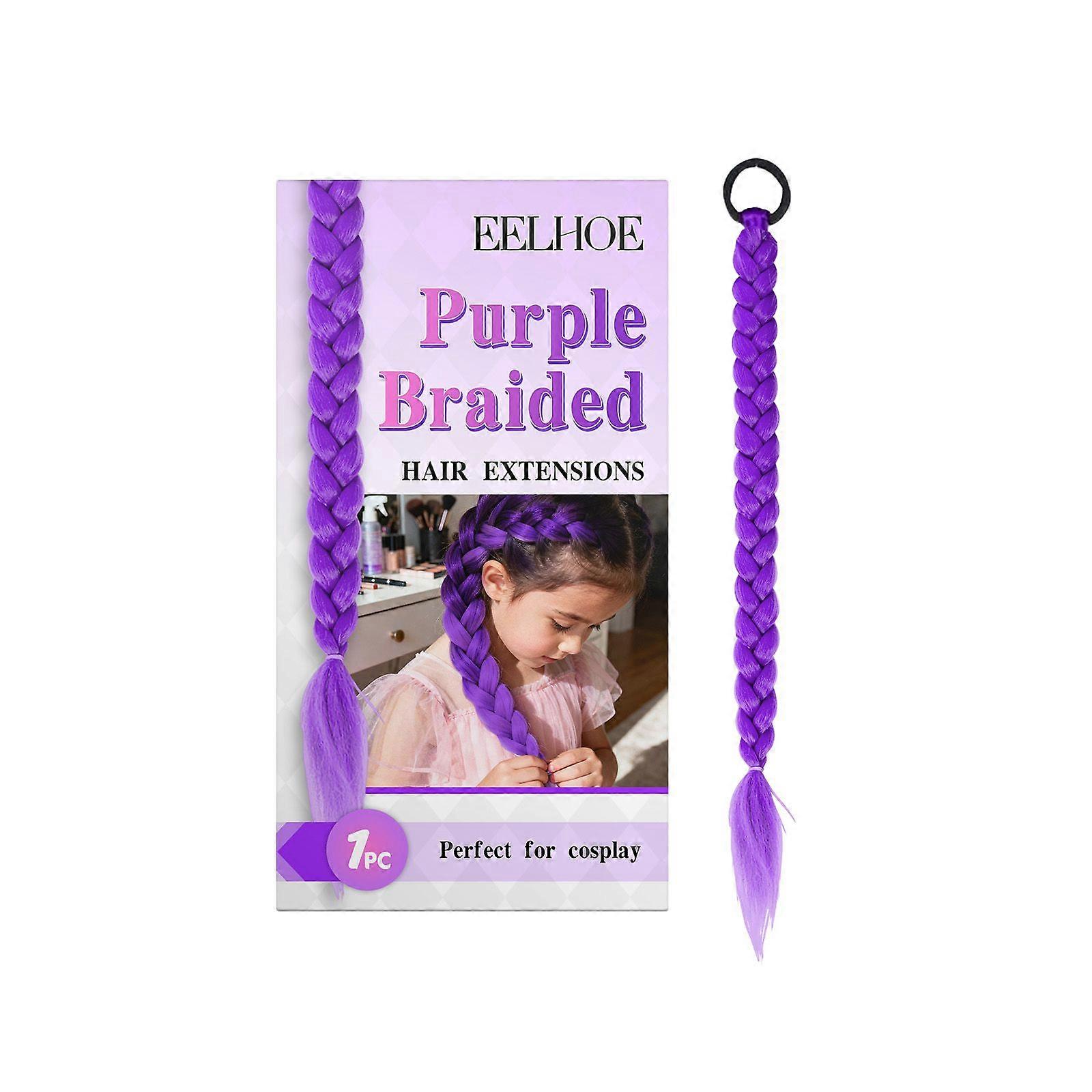 EELHOE A Wig With A Braid Is Natural And Convenient For Daily And Festival Looks. Purple Braids With Braids