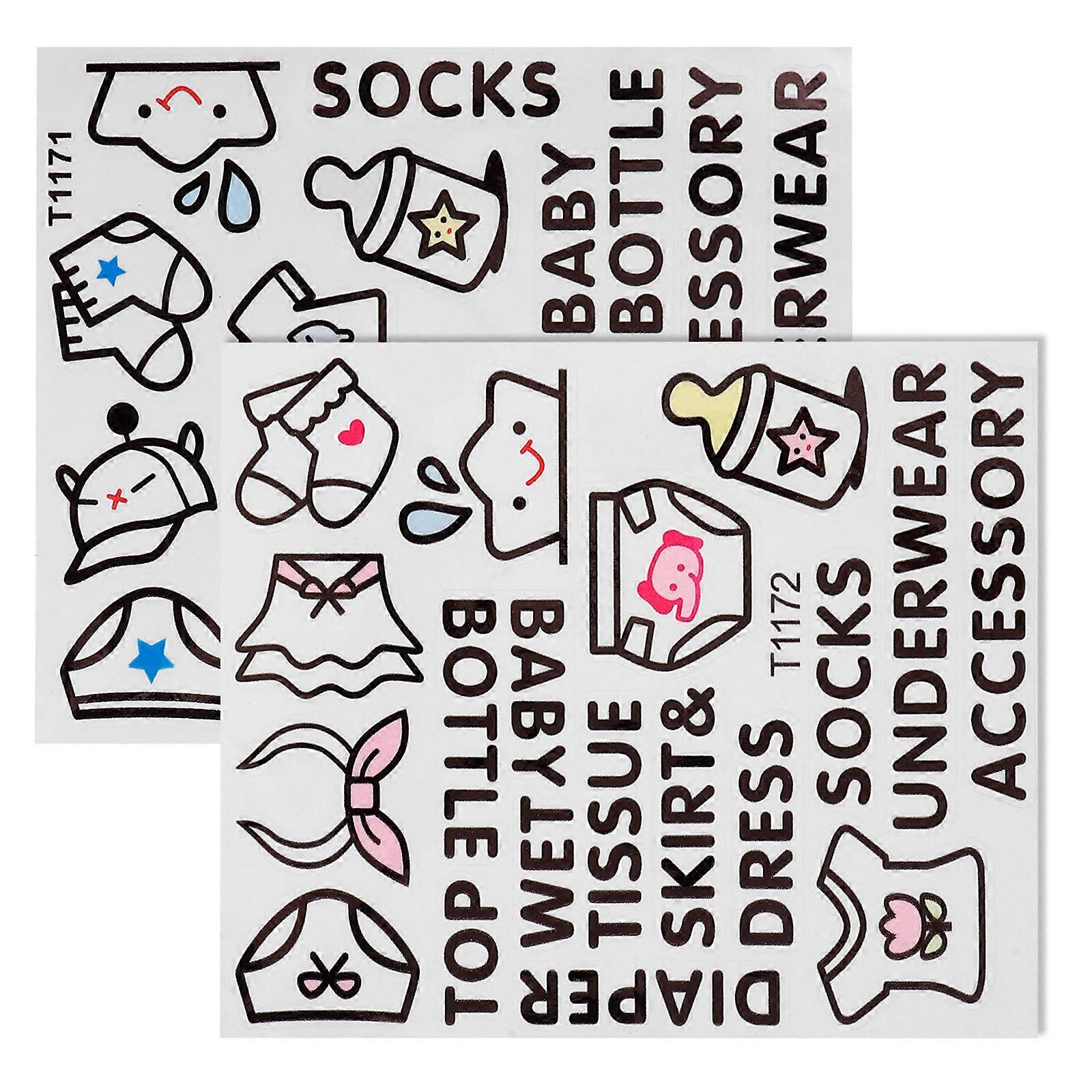 Clothing Labels Clothes Sort Sticker for Warning 2 Sheets Durable PVC