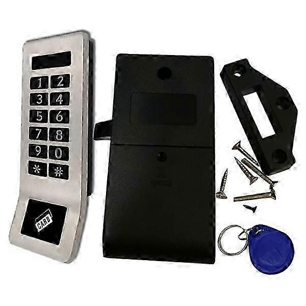 Digital RFID lock with electronic password panel in stainless steel with door number code and handle