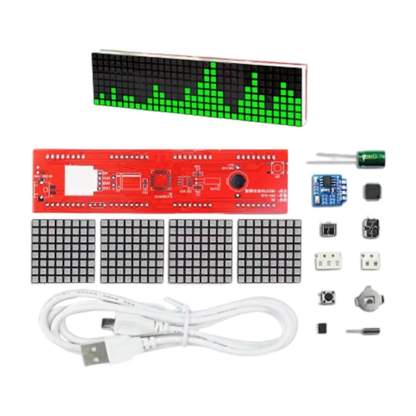 Sound Reactive Dot Matrixes Clock DIY Electronic Kit With Rhythm Syncs Lighting And Soldering Components  Green light square d