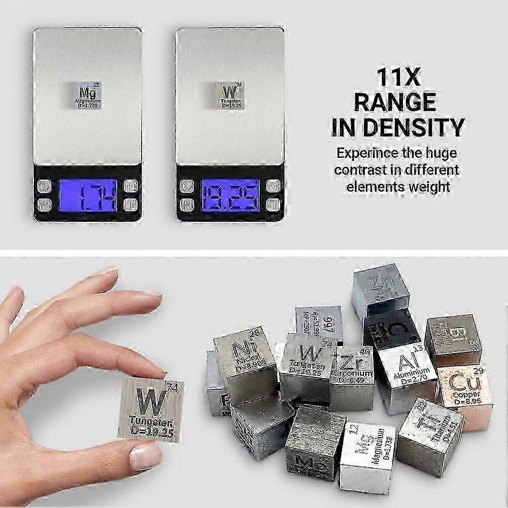 15 Piece Metal Element Cube Set - Perfect for Science Enthusiasts