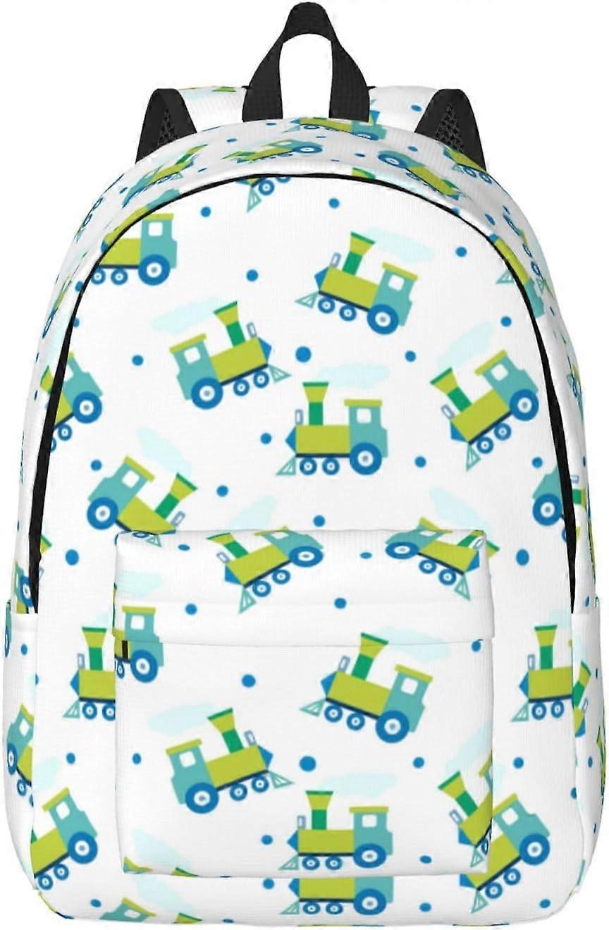 Travel Laptop Backpack - Train Pattern green Canvas Backpack Computer Backpack Bag Fit 15in Laptop