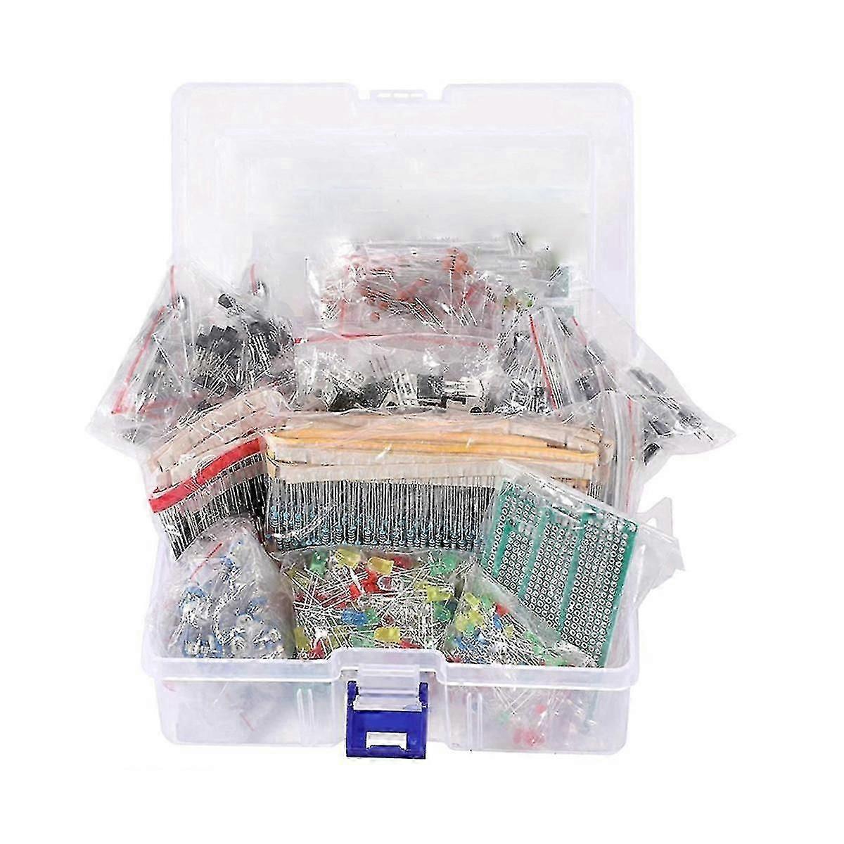 1818PCS DIY Electronics Components Kit Assortment Resistors LED Triode Capacitors Diodes PCB Potent
