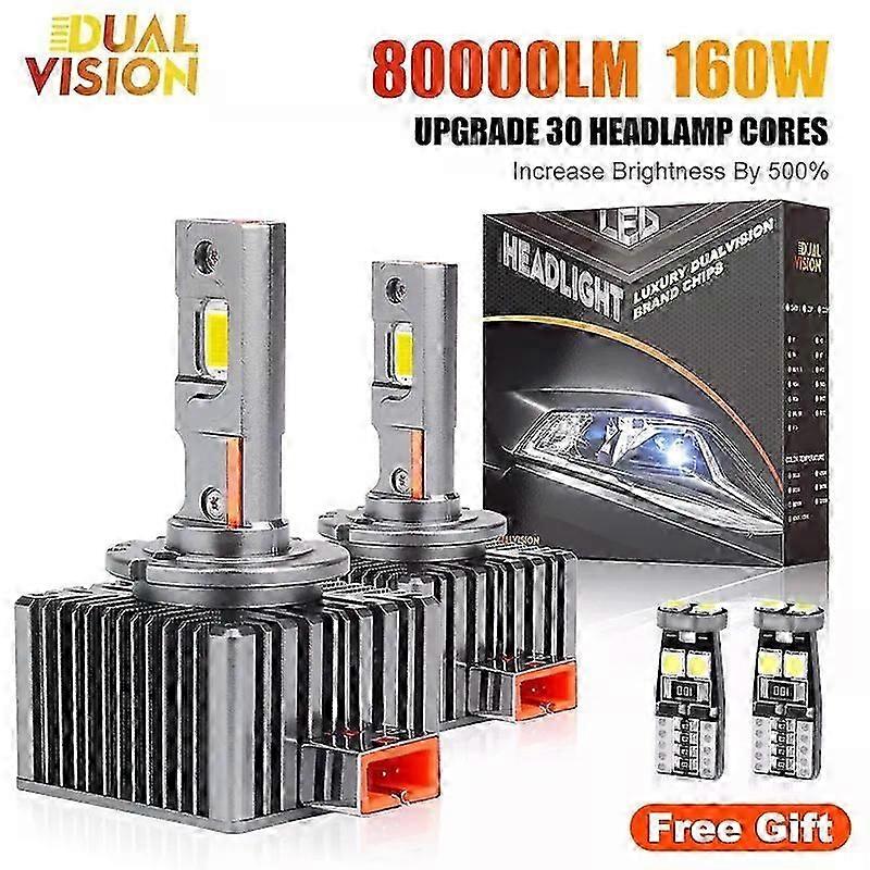 160W 80000LM D1S LED světlomety HID D2S D3S D4S D8S Canbus D1R D2R D3R D4R D8R Žárovka Turbo Lamp CSP 6000K Plug&Play