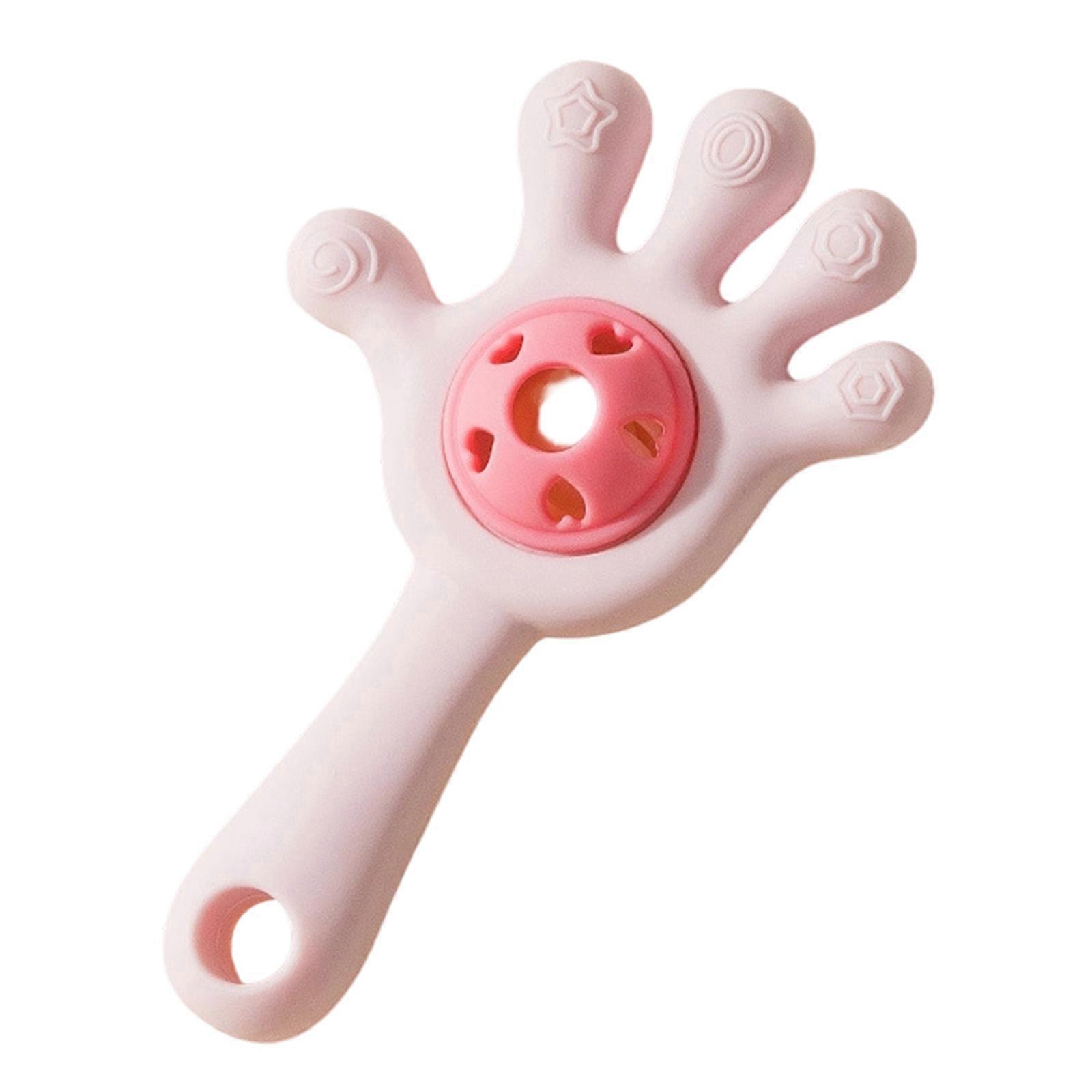 Infant Developmental Toy Sensory and Auditory Stimulation Rattle Handheld Teether Toy For Baby Teething Pains Relief  Pink