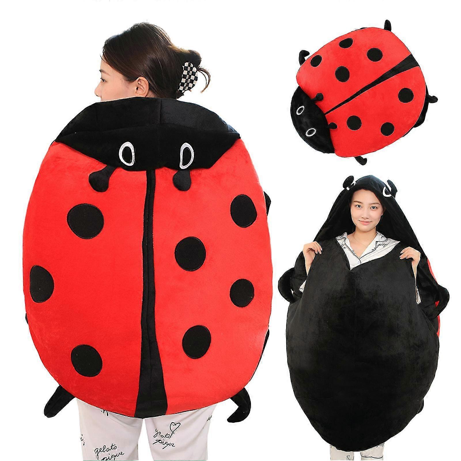Ladybug Pillow Wearable Oversized 100cm Cozy Plush Blanket Hybrid