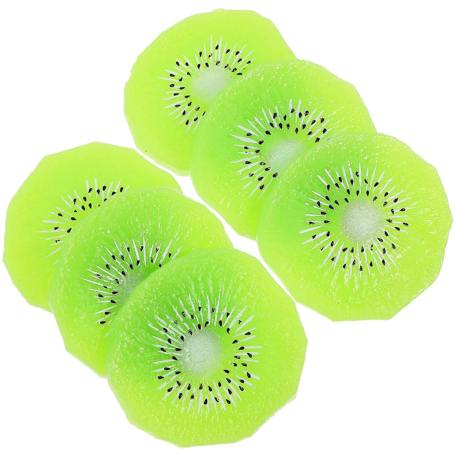 Simulation Kiwi Slice Model Artificial Kiwifruit Slice for Decor 30Pcs Green
