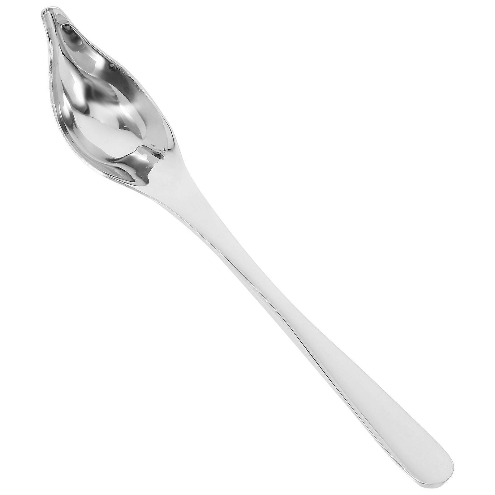 Professional Chefs Culinary Spoon for Sauce Drizzling and Plating Elegant Design with Tapered Spout in Silver 1Set