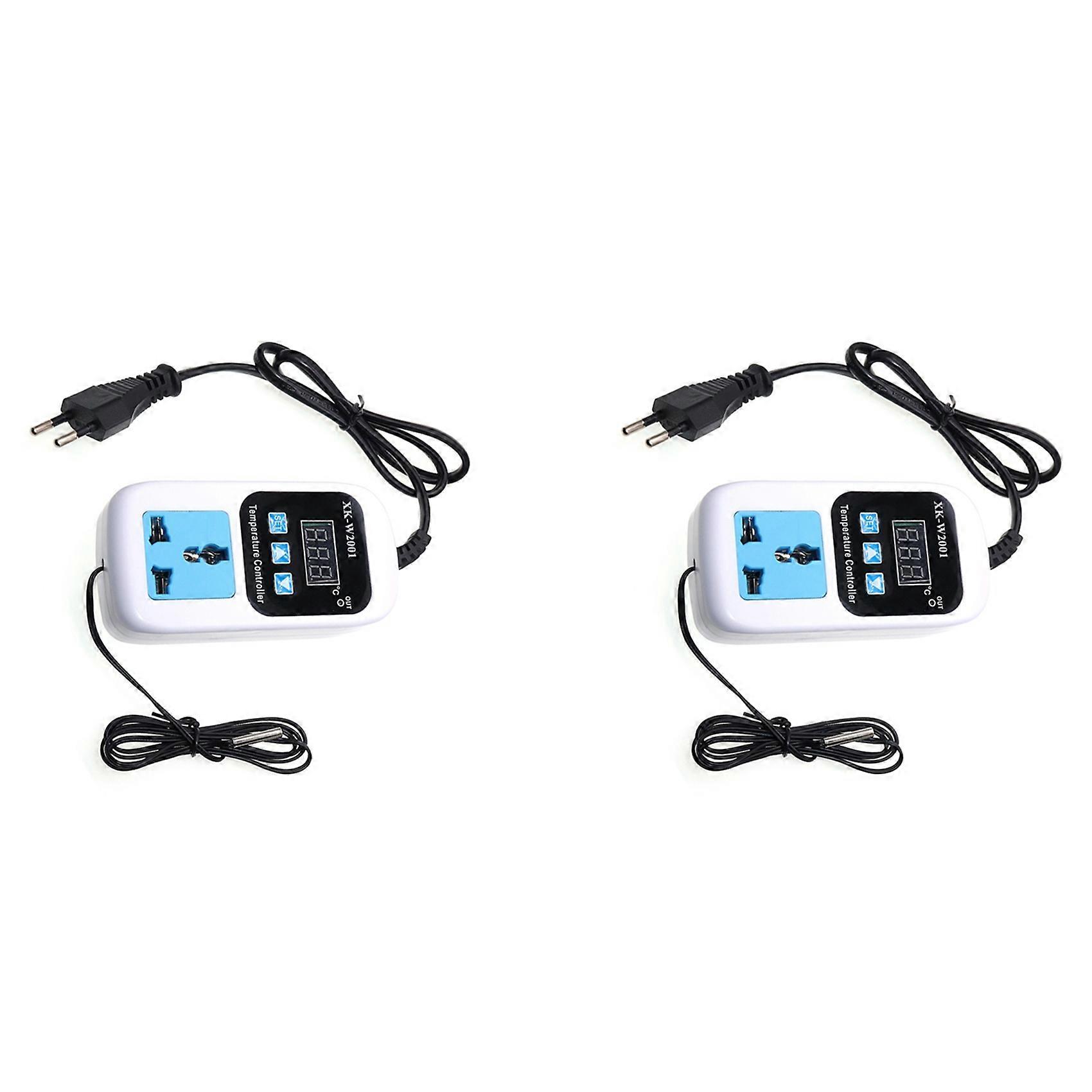 2X XK-W2001 Digital Temperature Controller Socket AC 110-220V Thermostat Regulator Socket Outlet with NTC Sensor EU Plug