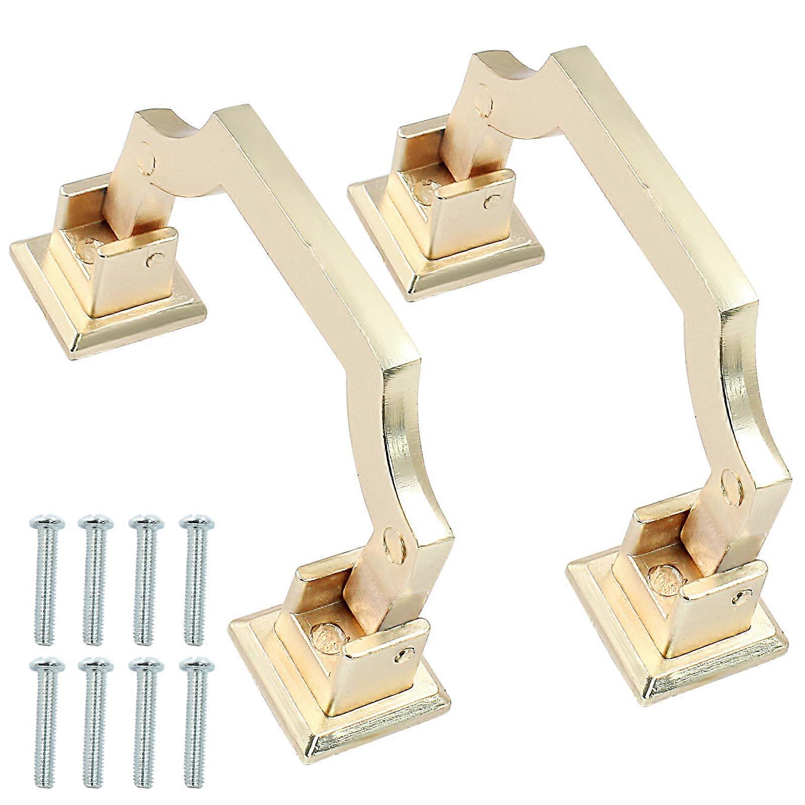 2 Pcs Gold Cabinet Handles 64mm Elegant Modern Drawer Pulls Zinc Alloy Rust Resistant