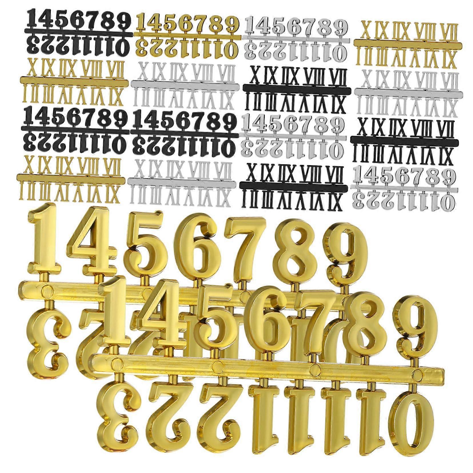 Clock Numerals Kit with Arabic and Roman Numbers, Durable DIY Wall Clock Numbers for Home Office