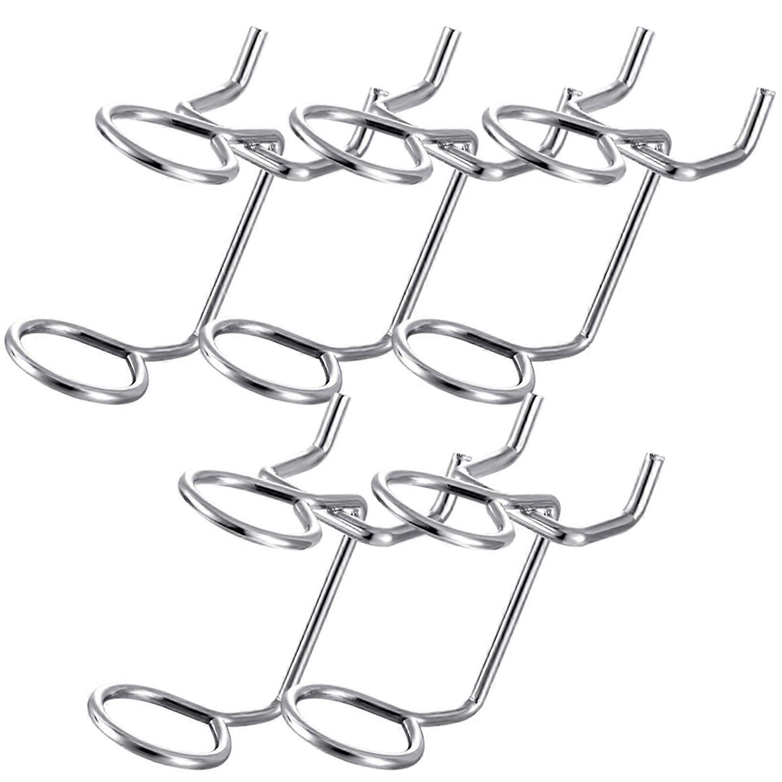 5pcs Metal Pegboard Screwdriver Holders, Double Ring Tool Hooks for Storage, Silver