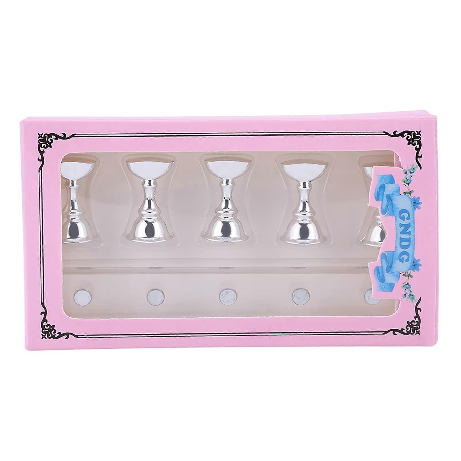 Nail Art Display Stand with Magnetic Tip Holders, Chessboard Base, 5Pcs Manicure Practice Set