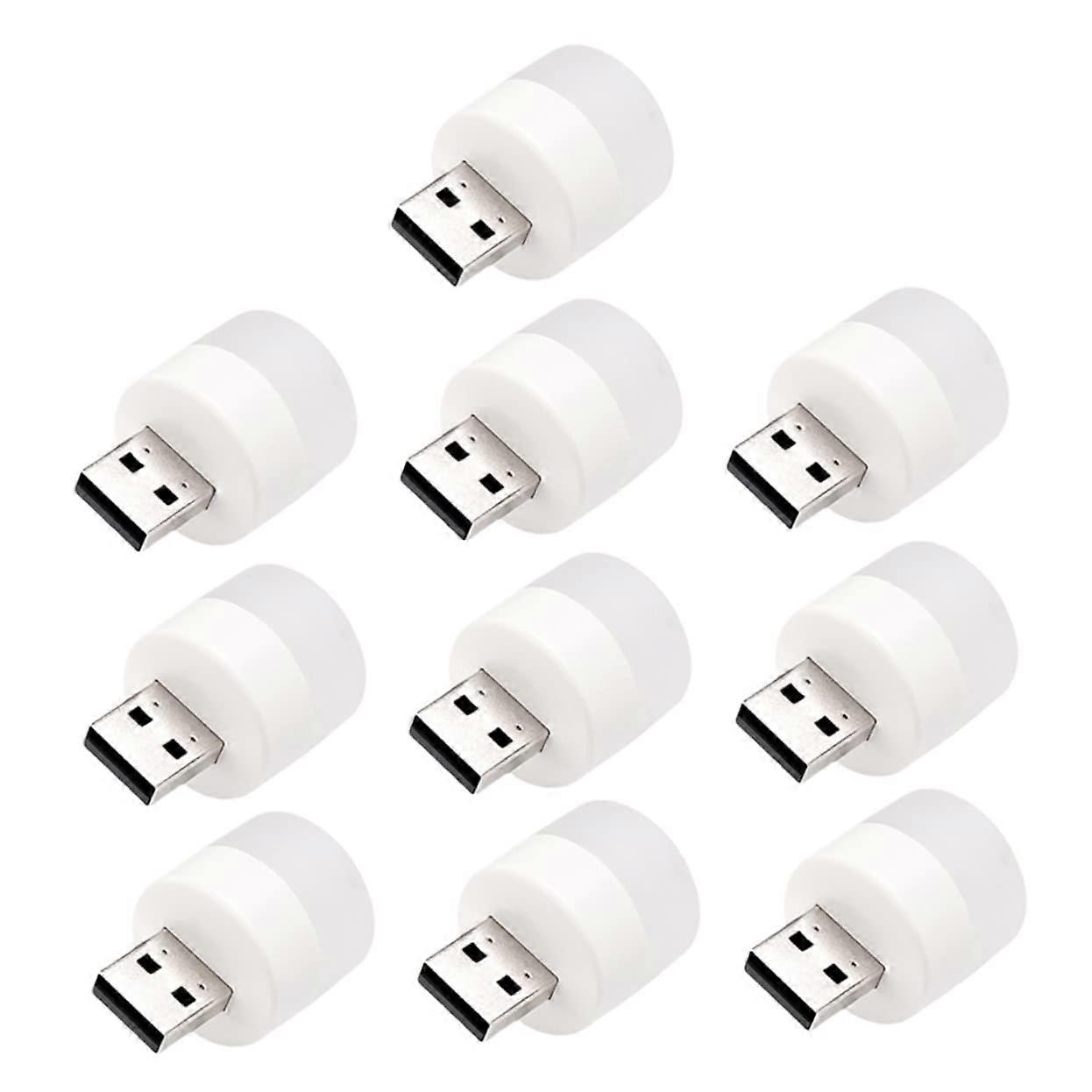 10pcs USB Night Light Warm White LED Ambient Lamp for Car and Home Energy Saving Compact Plug