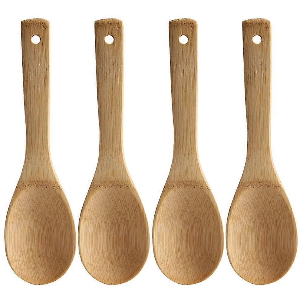 4 Pieces Bamboo Rice Paddle Set Moisture Resistant Easy Clean Serving Spoon for Rice and Salad 8 Inch