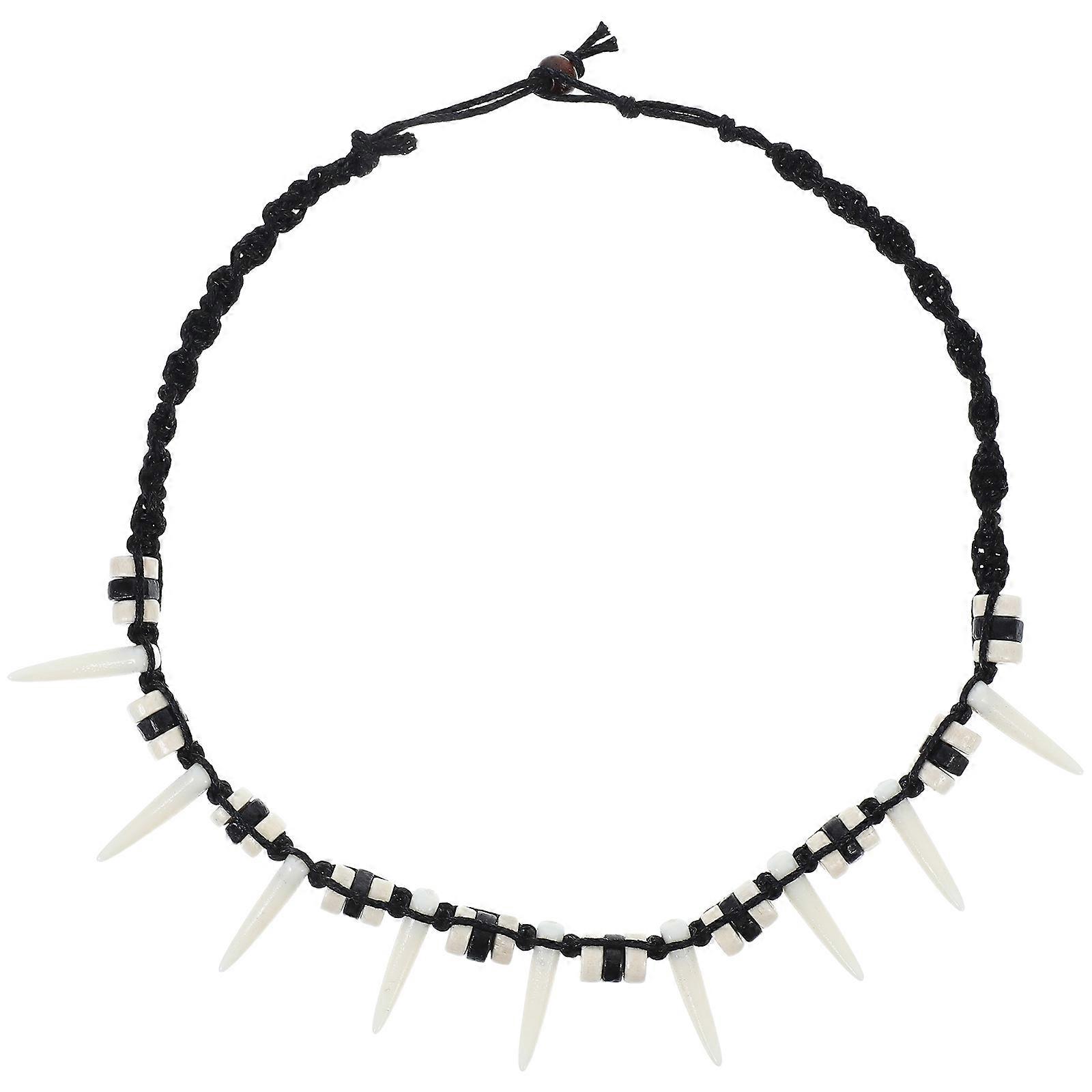 Bohemian Wolf Necklace for Men Featuring Artificial Tooth Pendant