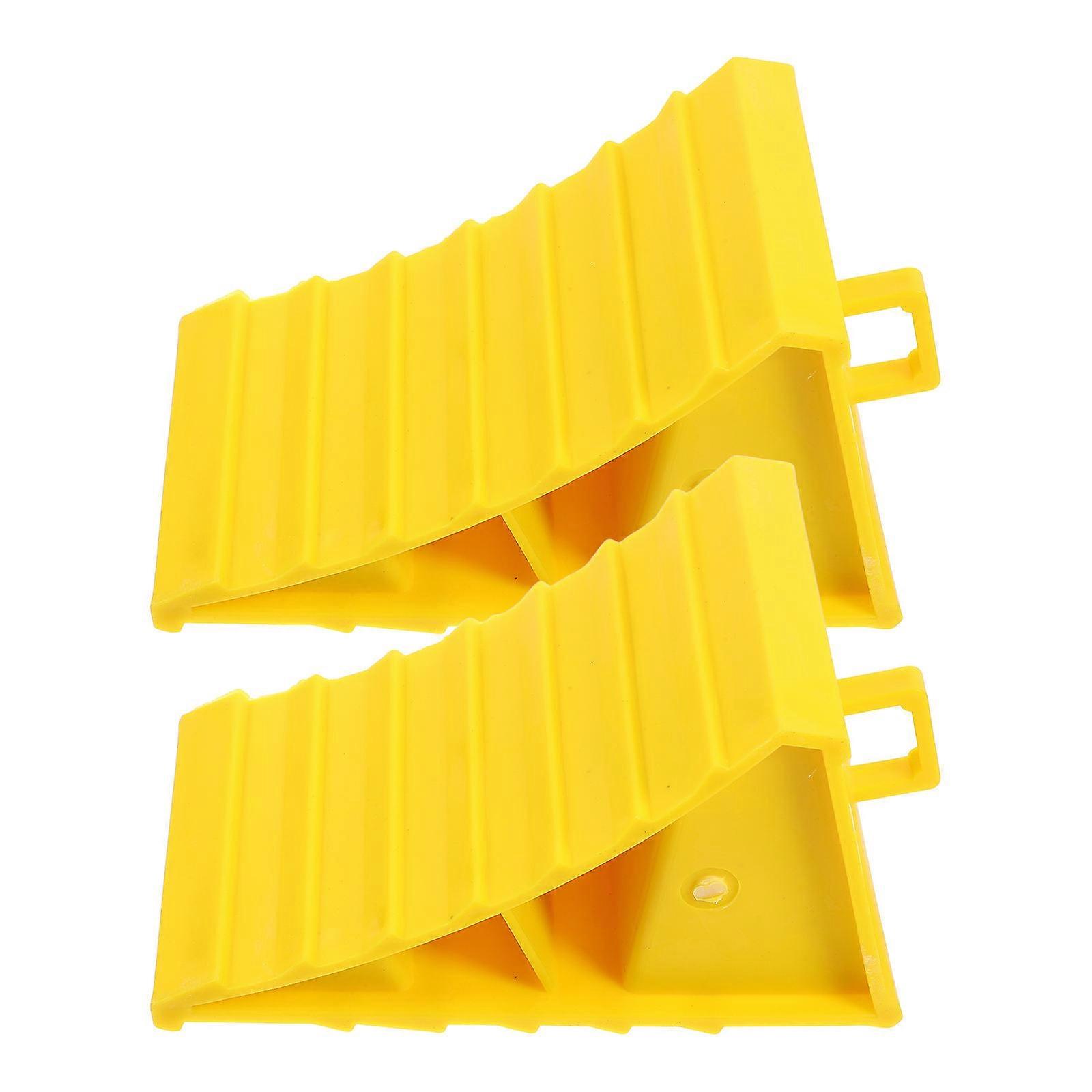 Yellow ABS Wheel Chocks with Handle for Car Use 2pcs Suitable for Various Vehicles