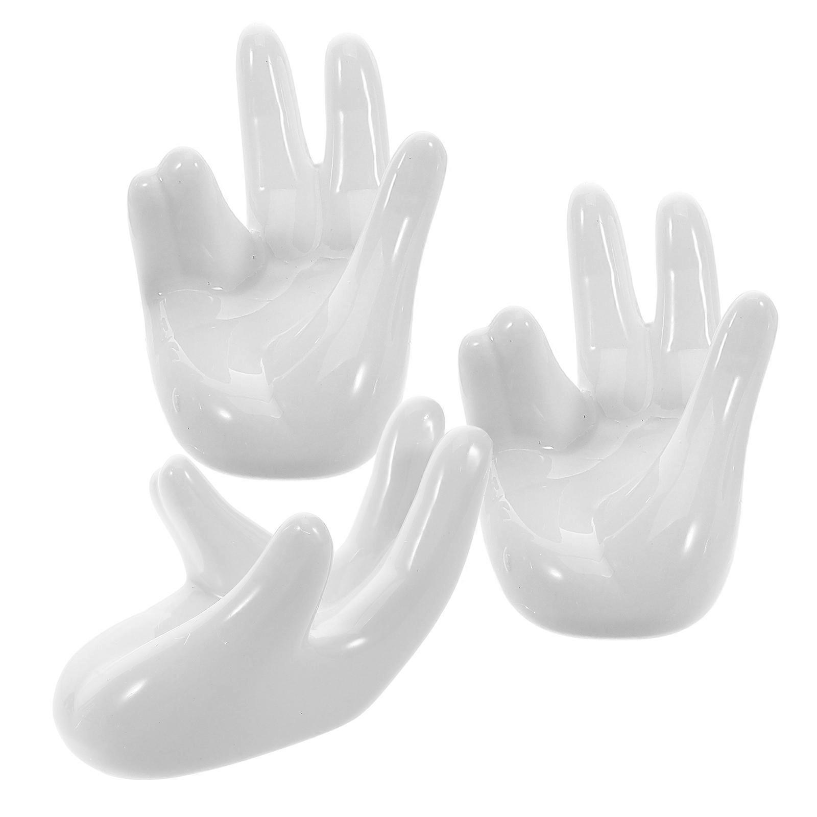 Hand Shape Ceramic Egg Holder for Easter Decoration 3Pcs Kit