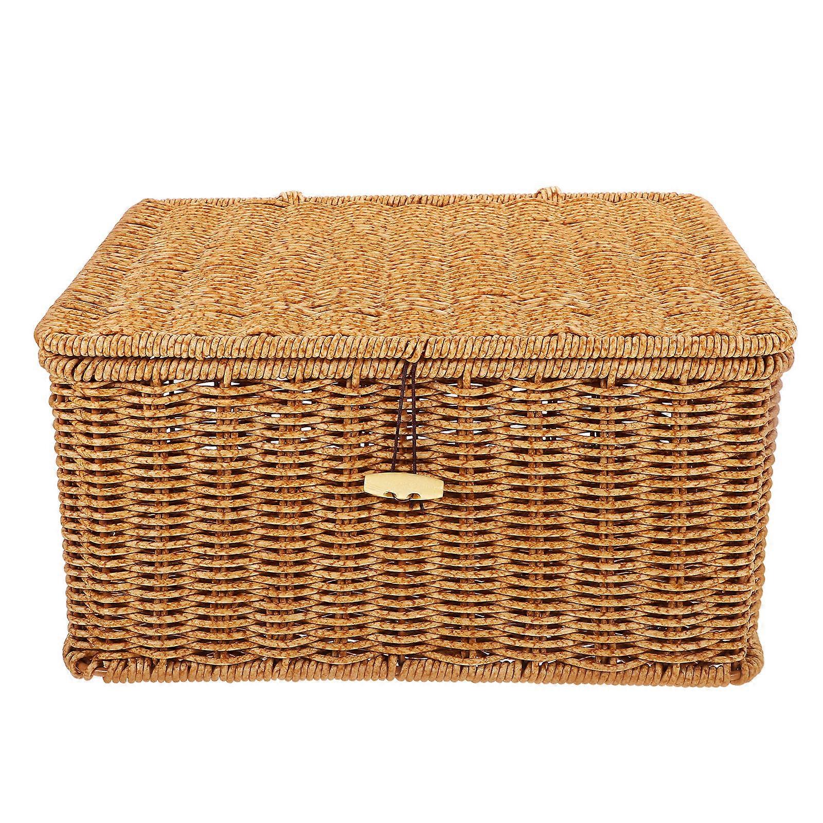 Household Woven Storage Box for Storage Use in Chocolate