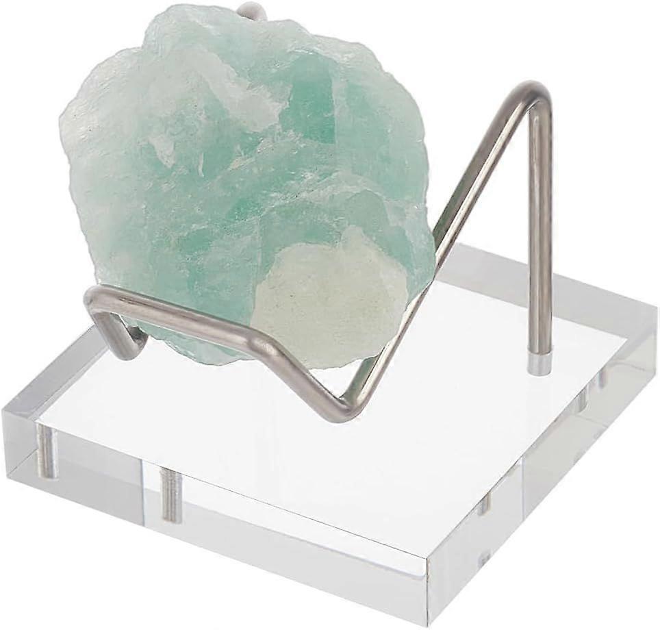 Acrylic Stone Display Stand 2x2x1.6inch Square Base Platinum Iron Arm Mineral Specimens Display Easel Holders Item Stand for Gemstones Agates Rocks Ba