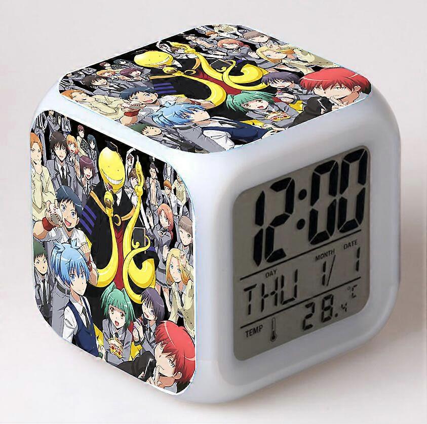 Assassination Classroom Color-Changing Seven-Color Alarm Clock Square Clock Creative Alarm Clock