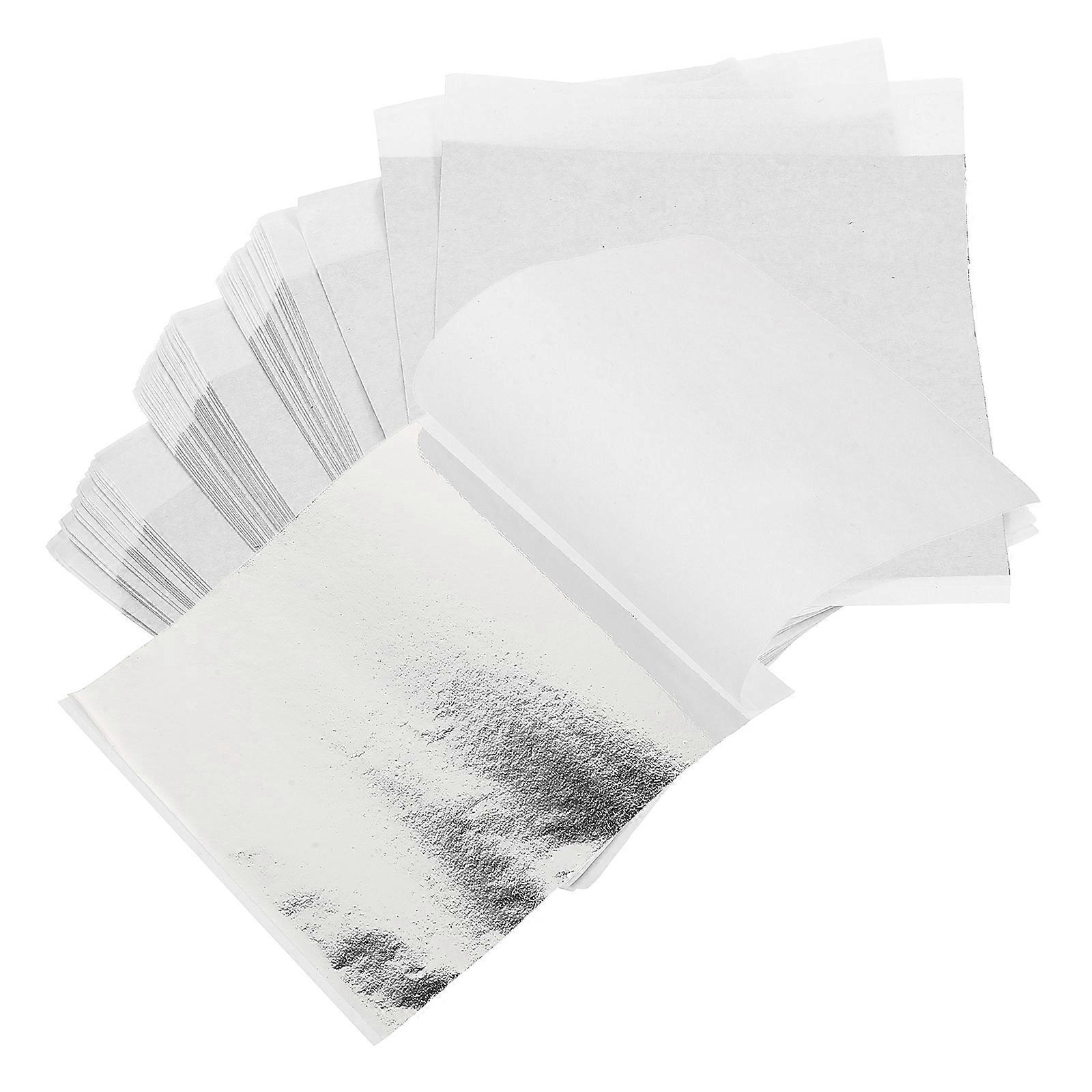 Silver Foil Sheets for Decor Imitation Silver Foil Flakes 100 Sheets Craft