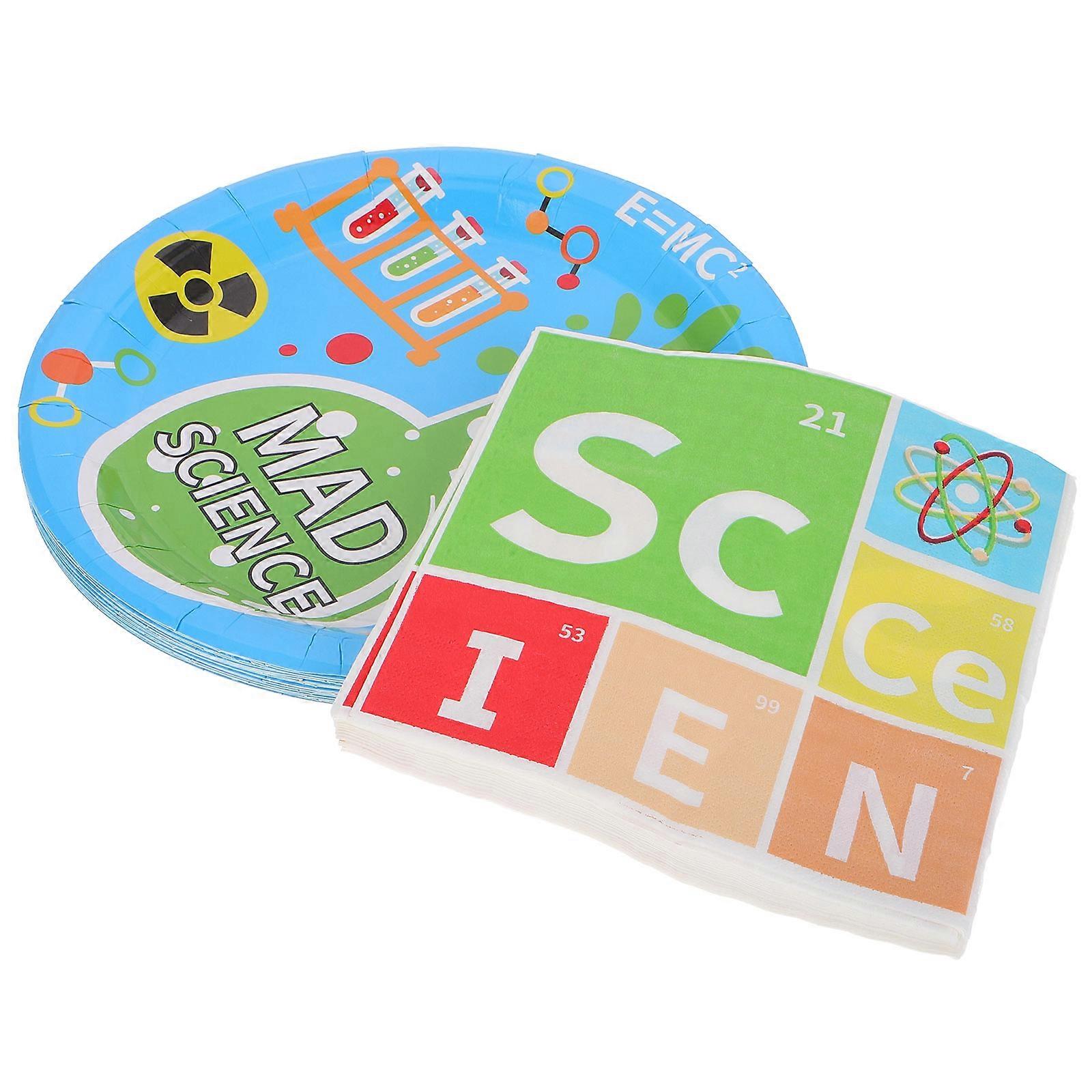 Science Birthday Party Decorations Set Assorted Color Educational Tableware For Boys 32Pcs