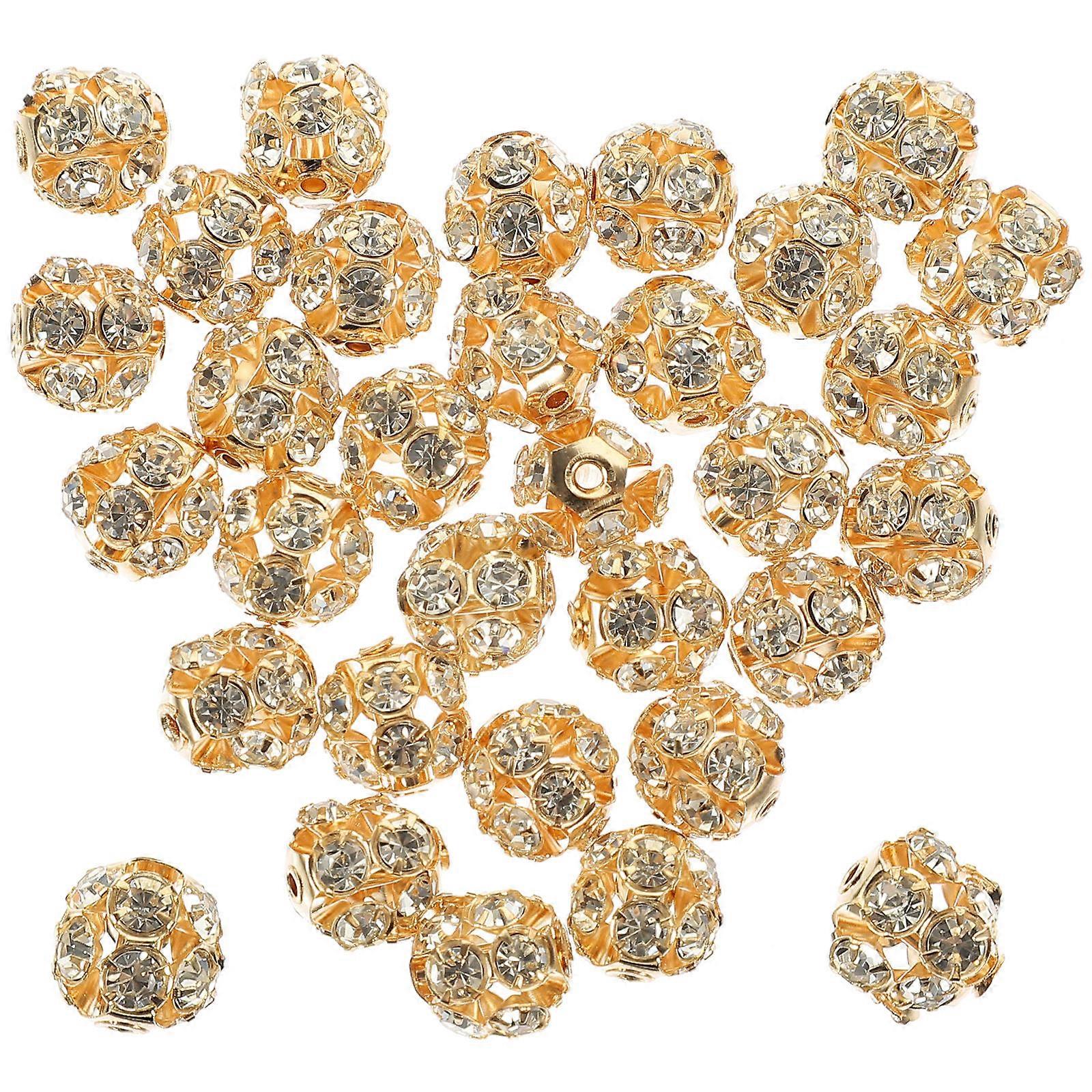 Rhinestone Bead Diamond Spacer Beads for DIY Jewelry Making 90Pcs Set