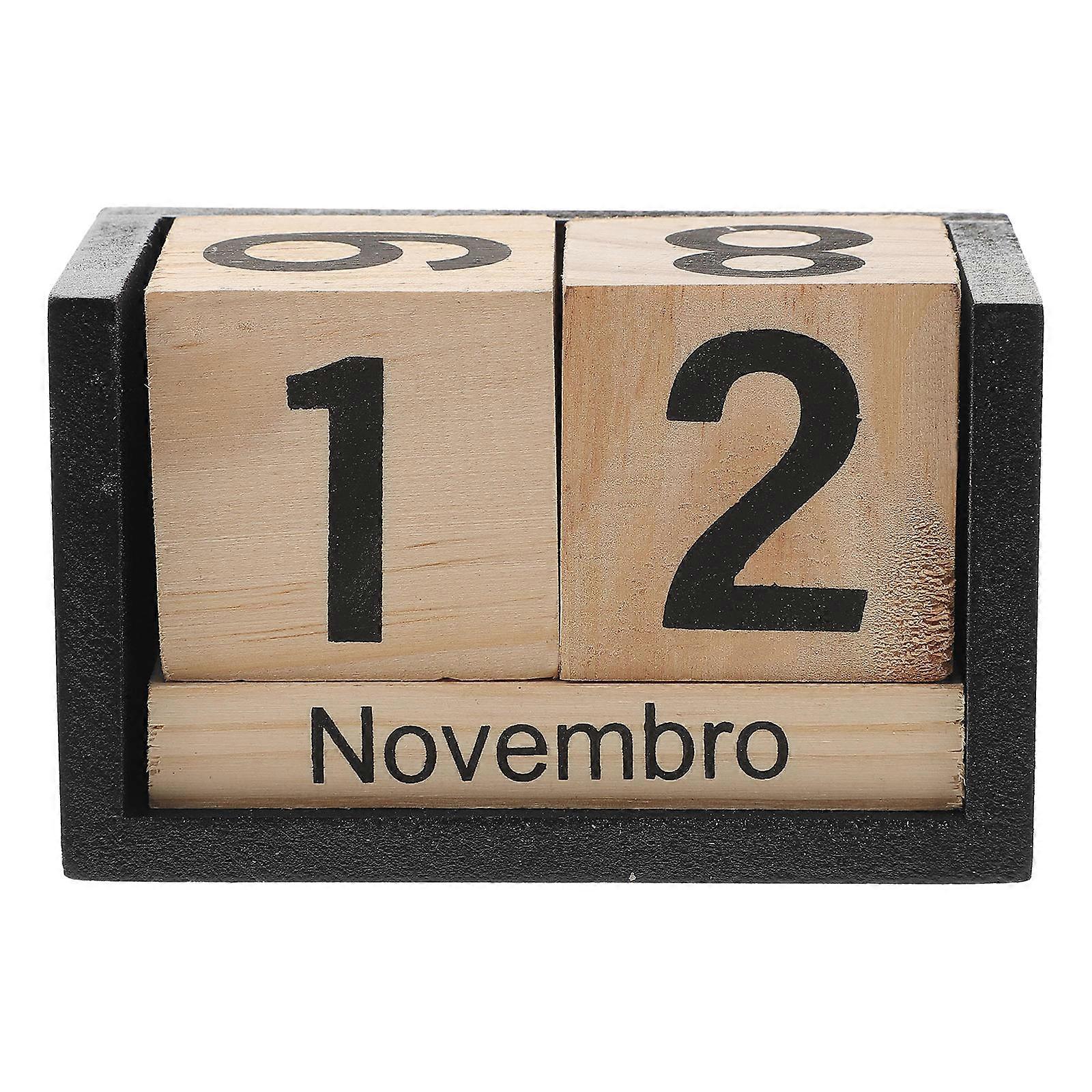 Wooden Calendar Block for Desktop Use with Creative Design