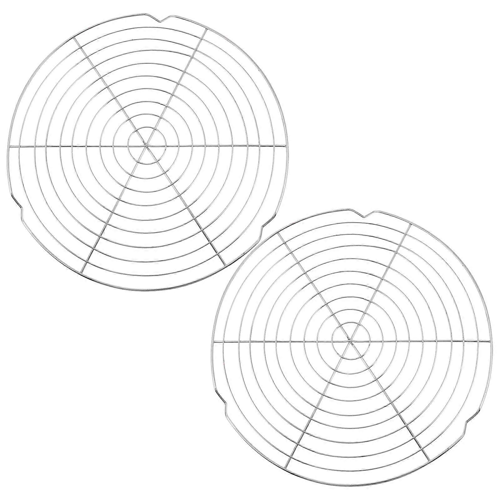 Circular Cake Rack Thick Wire Cookie Rack Baking Cooking Round Stainless Steel 2Pcs