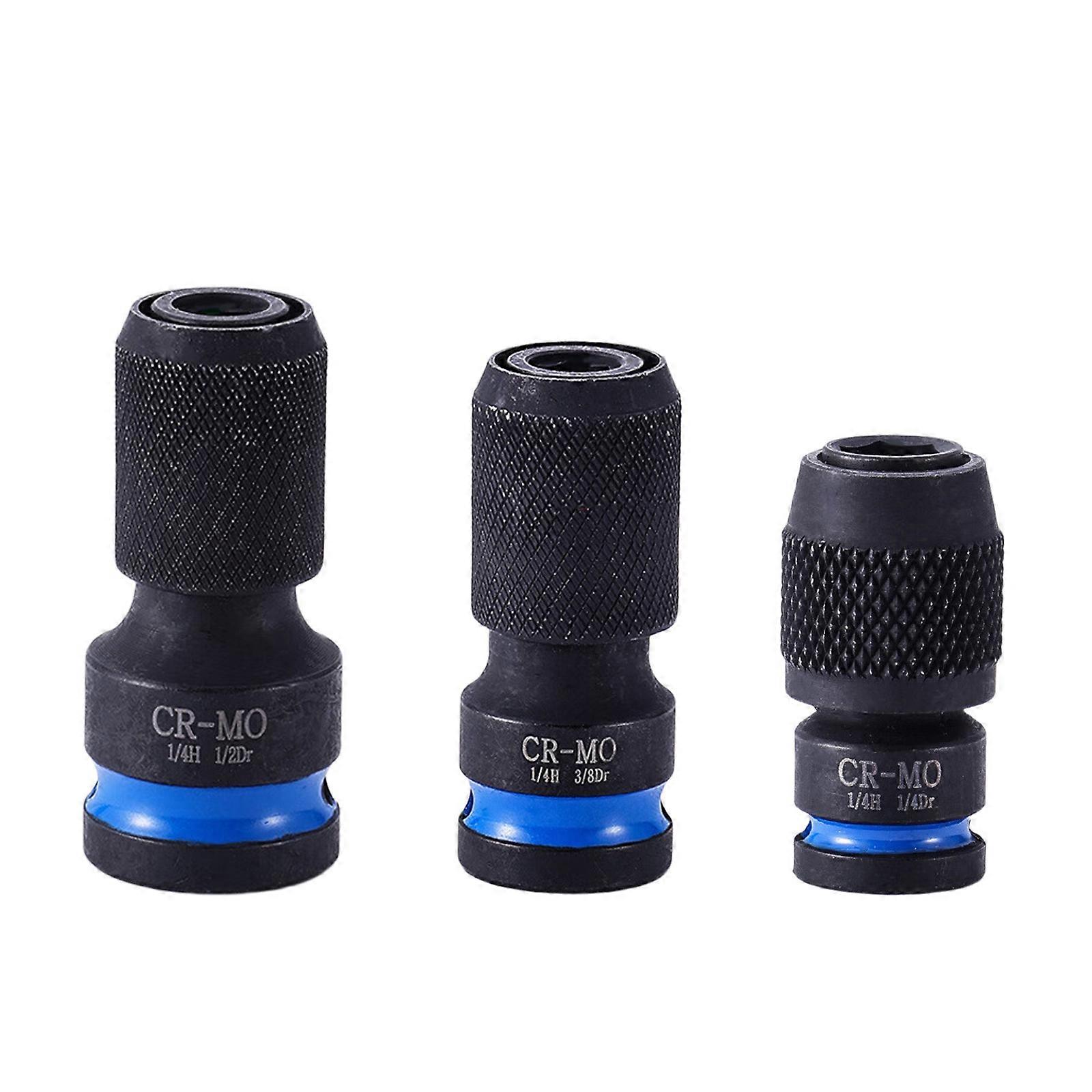 3Pcs Conversion Head Socket Adapter for DIY Enthusiasts Professional Use Featuring Retractable Sleeve Three Size Rustproof Multicolor