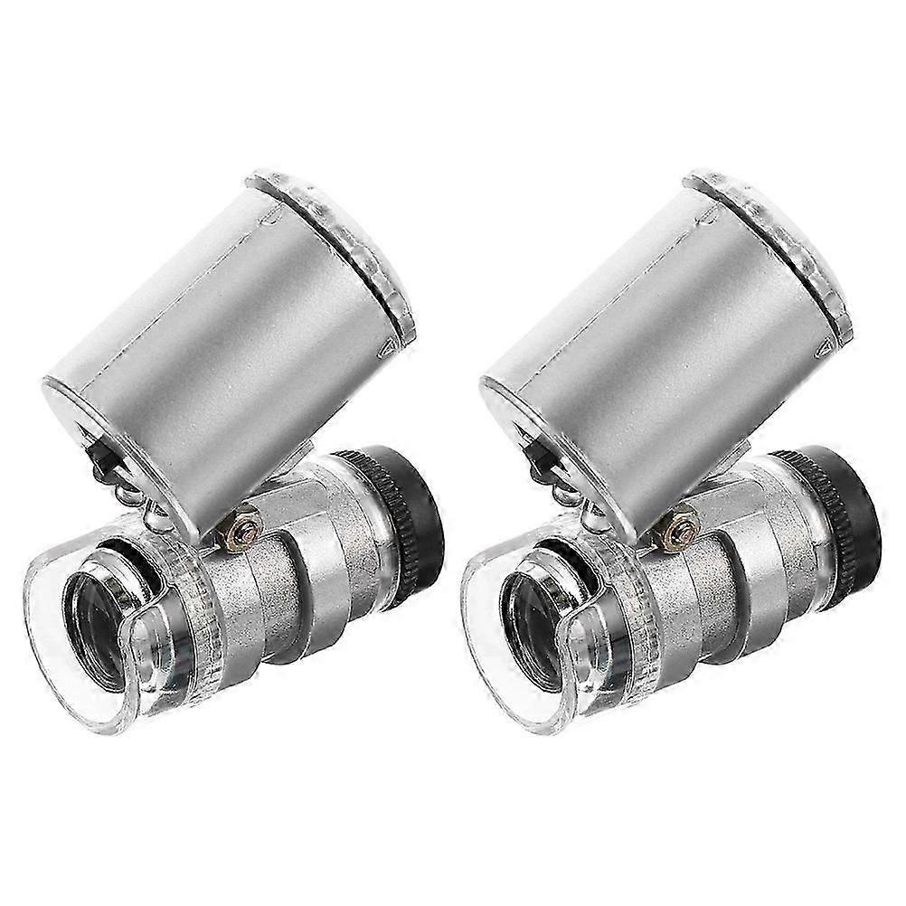 2Pcs Mini 60X Microscopes Portable Jewelry Loupes Currency Detecting Microscopes
