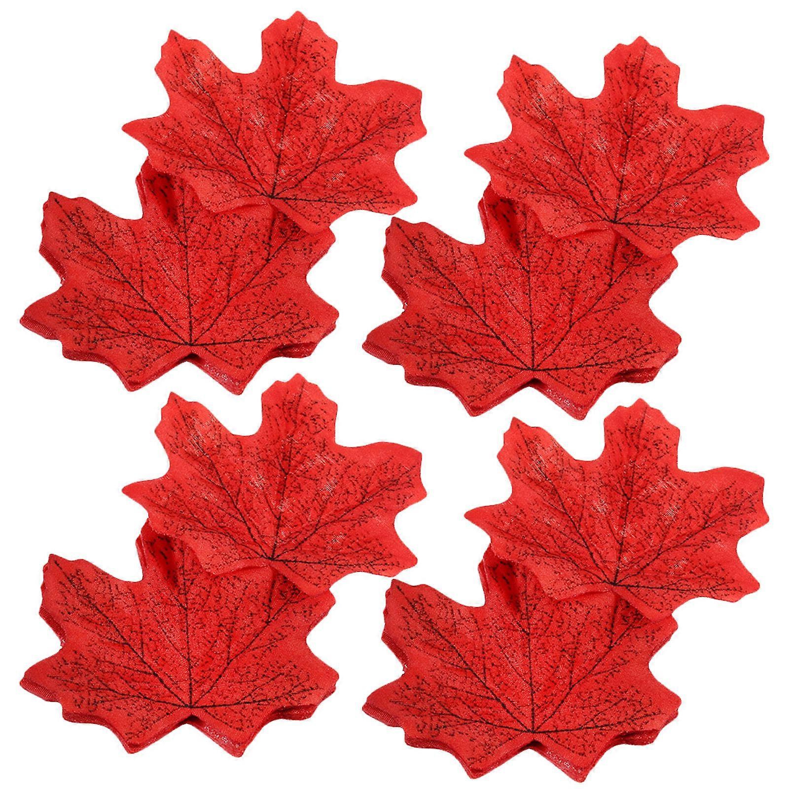 Artificial Maple Leaves Cloth for Decor 50Pcs Red Simulation Props