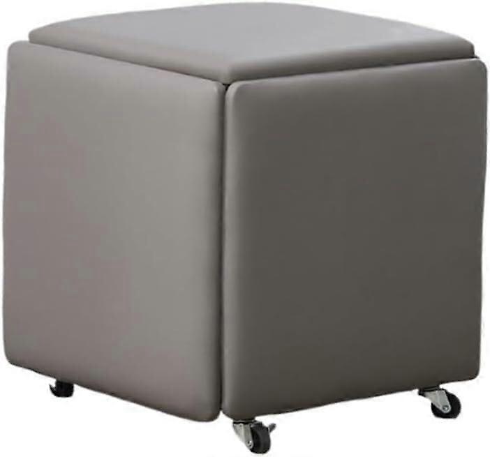 Stackable Sofa Chair Set with Leather Upholstered Stools, 5in1 SpaceSaving Cube Seating with Casters