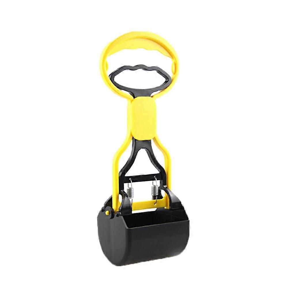 Dog Pooper Scooper with Long Handle, Foldable Durable Plastic Pet Waste Picker, Yellow