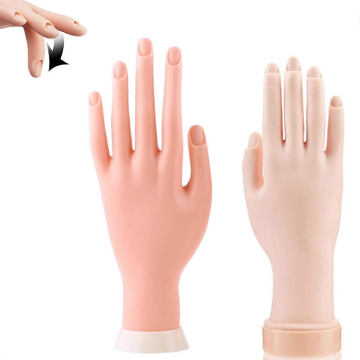 2 Pack Flexible Nail Practice Hand with Bendable Soft Fingers for Acrylic Nails, Left and Right Set