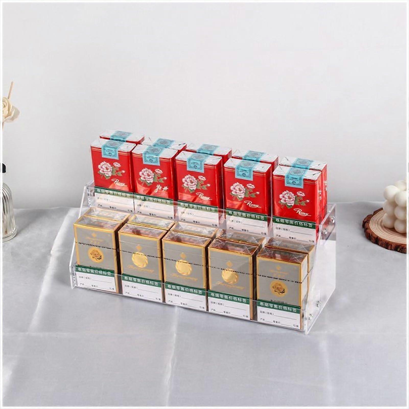 Acrylic Cigarette Display Rack with Automatic Pusher, Wall or Counter Mount Transparent Organizer