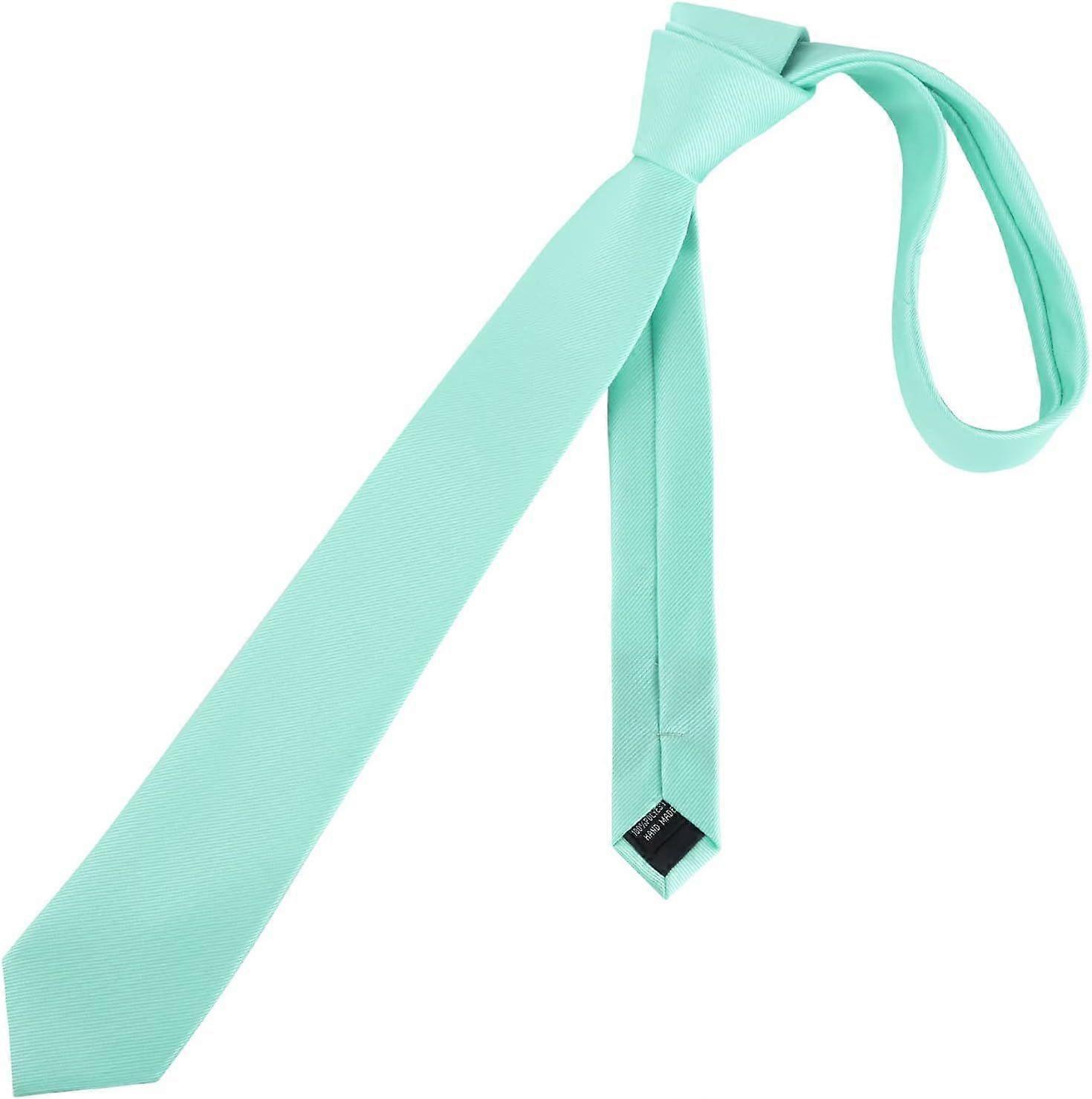 Men's 2.4" Solid Color/Skull Patterned Casual Skinny Neckties  Light Mint (Solid)