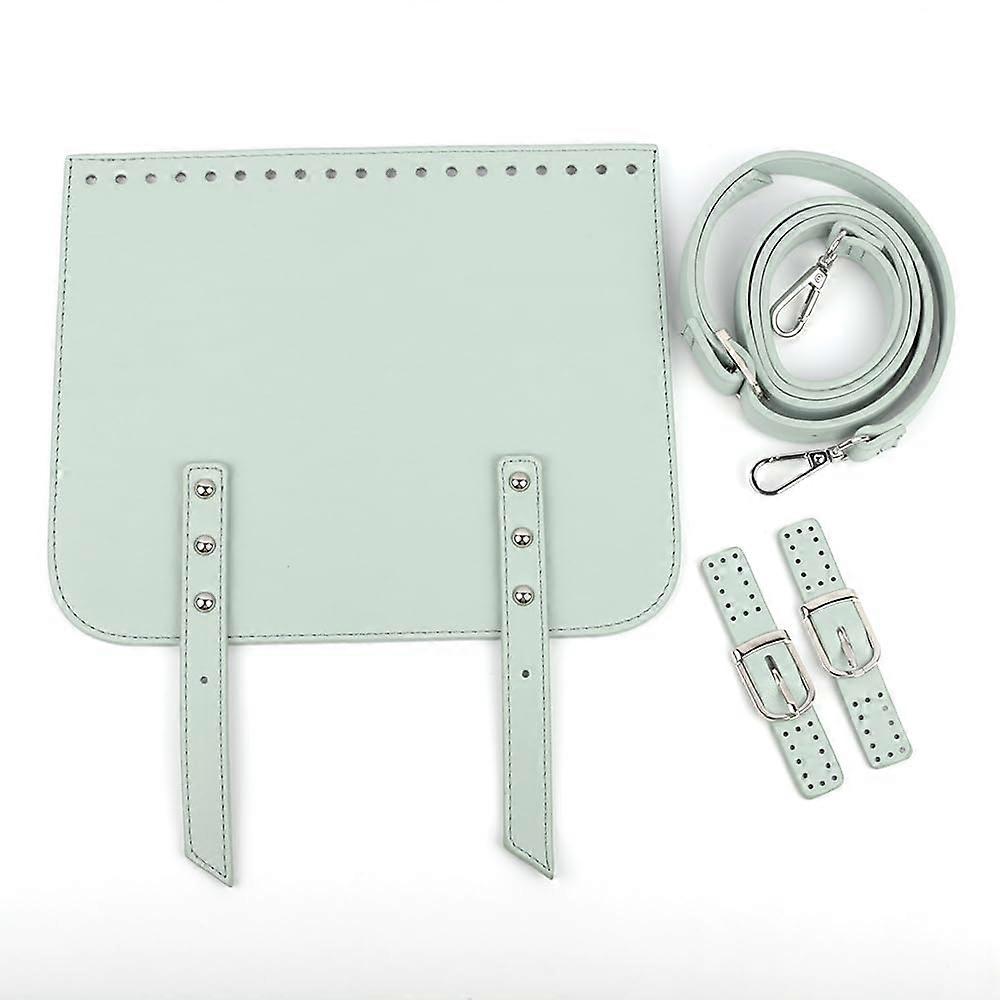 DIY Leather Shoulder Bag Making Kit 3pcs Set with PrePunched Cover and Adjustable Strap Green