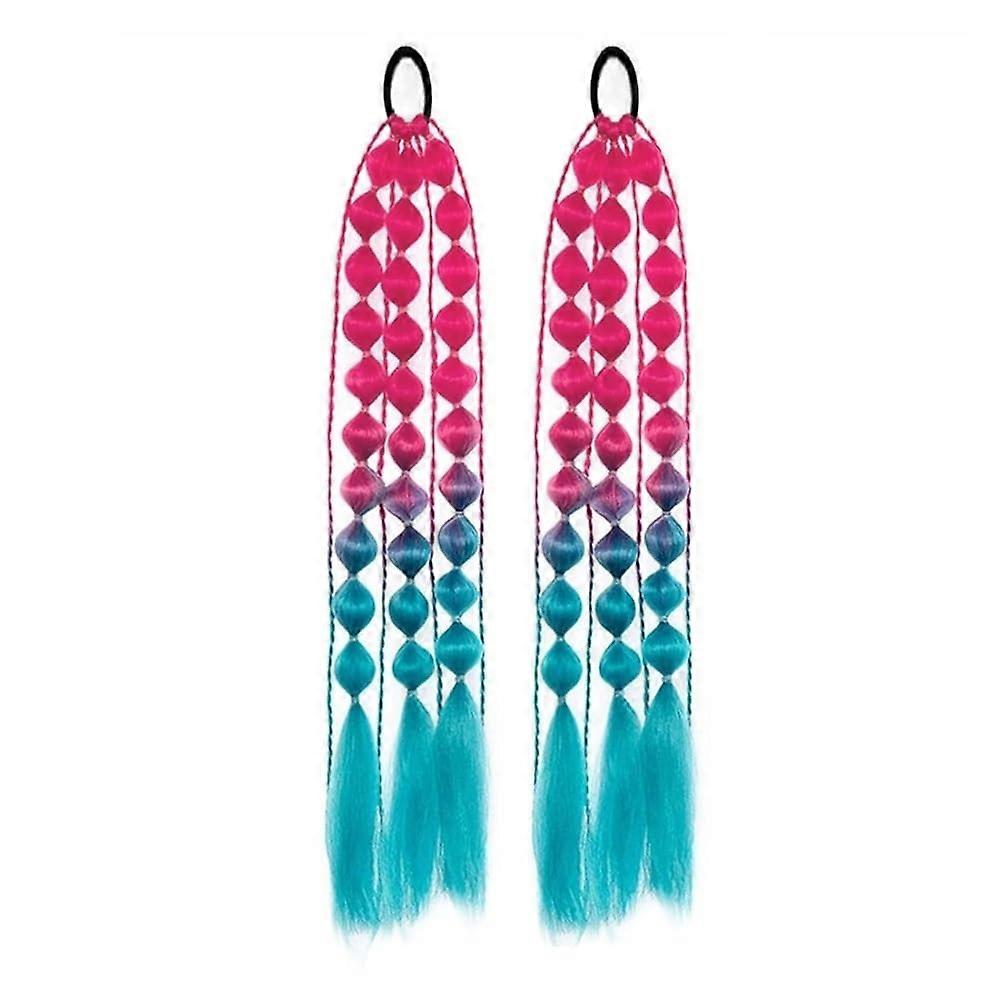 20 Inch Bubble Ponytail Extension with Twisted Braid, Graded Color Blend, Red and Green