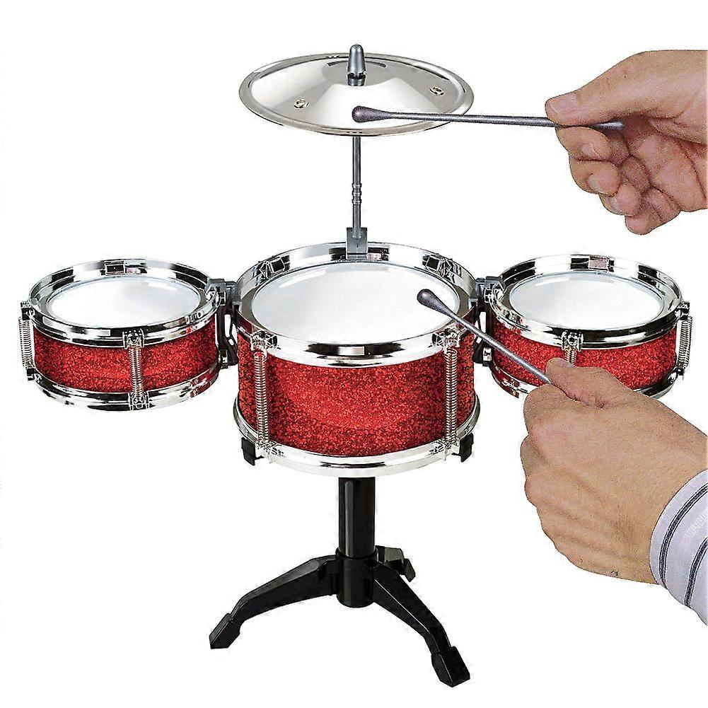 Compact Desktop Drum Set with Cymbal and Drumsticks, Classic 3Drum Layout for Practice
