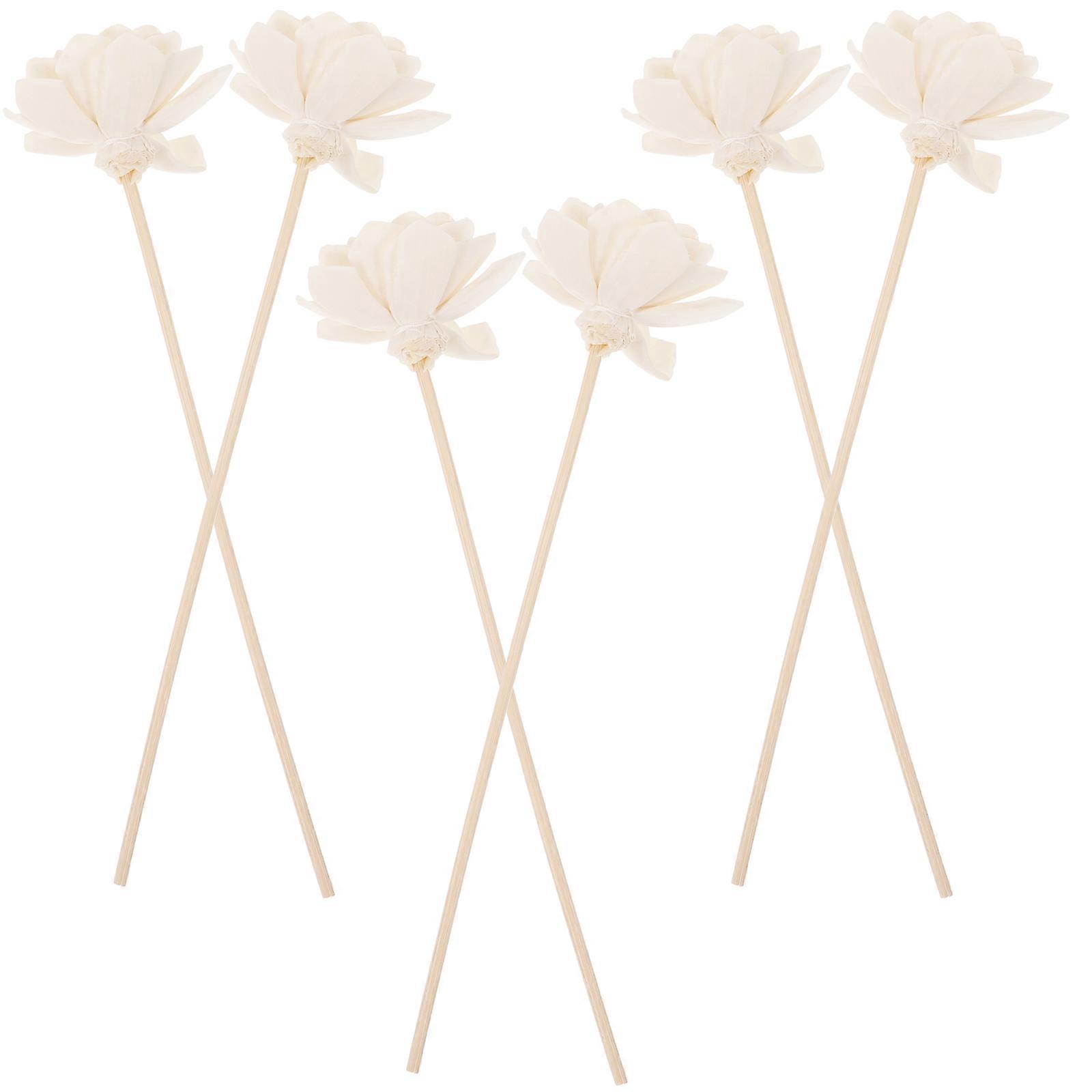 6 Stück Aromablumen-Diffusorstäbchen zur Dekoration, hellgelbe Duftstäbchen