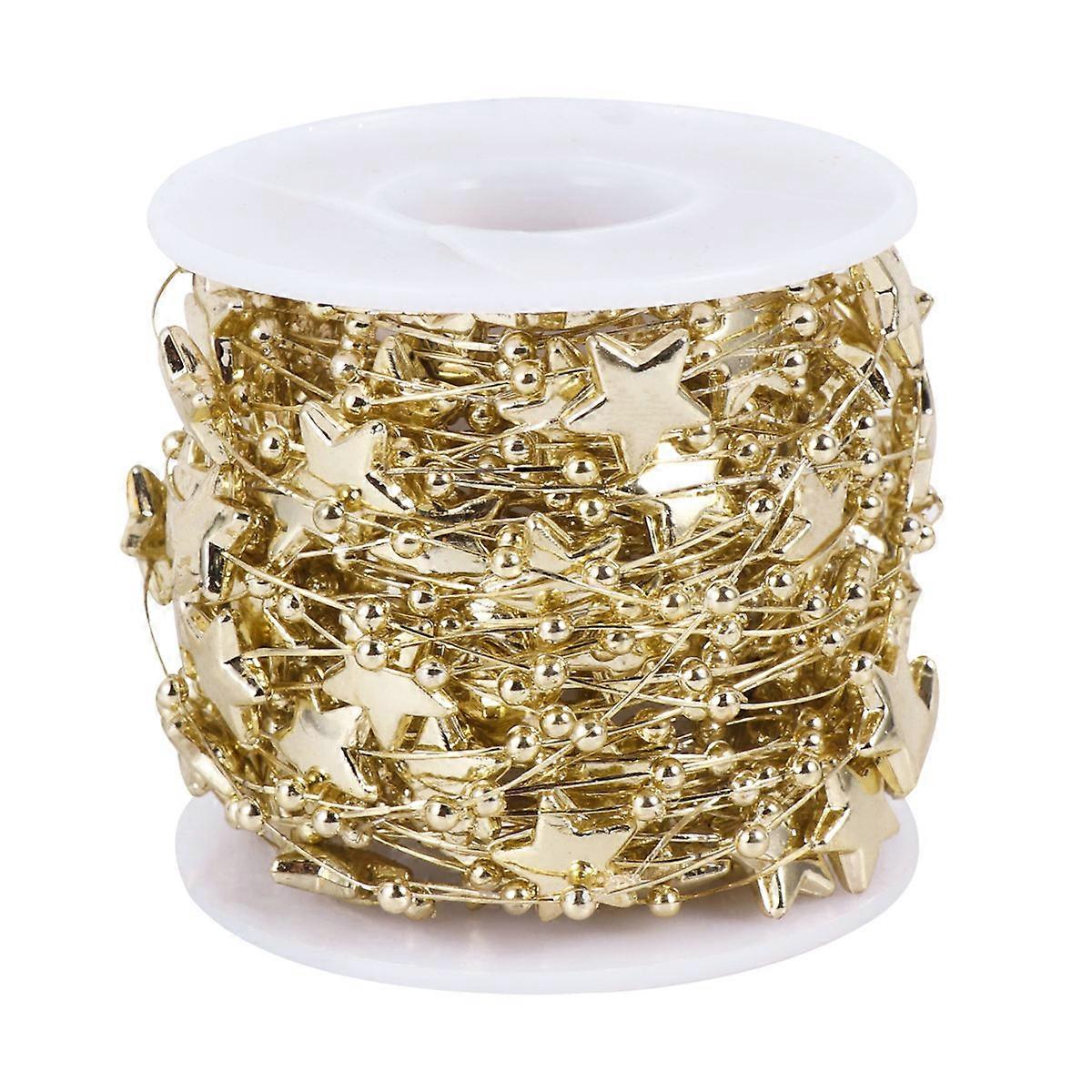 Five-Pointed Star String Beads Chain Diy Projects Glossy Surface Golden 1000cm 1Pack