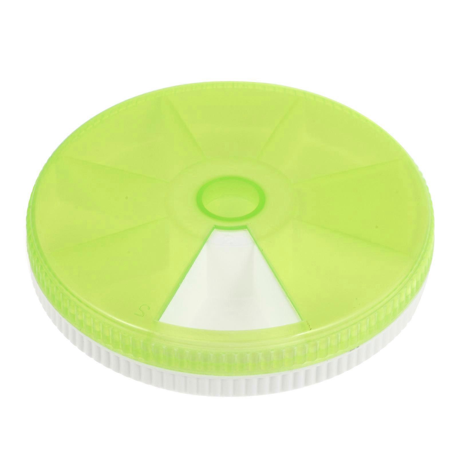 Organizer Case Mini Round Rotation Pill Box for Convenient Storage 7 Compartments