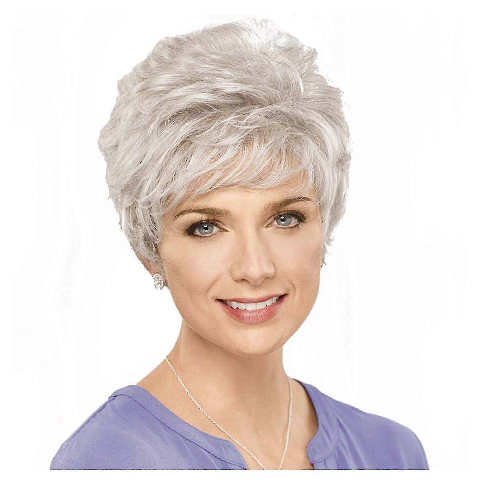 Womens Pixie Cut Wig With Bangs Natural Shine Hair Cap
