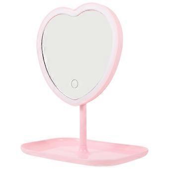 Usb Rechargeable Led Makeup Mirror Desktop Mirror Heart Shape Mirror for Women
